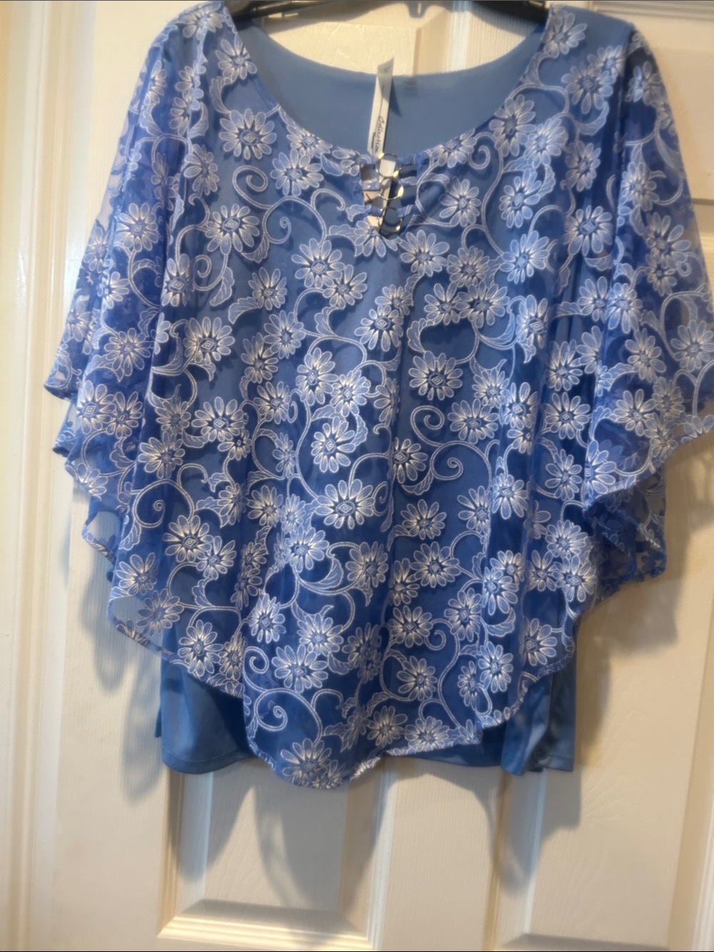 NWT Sz 1x blue lace over blue tank top by ny collection